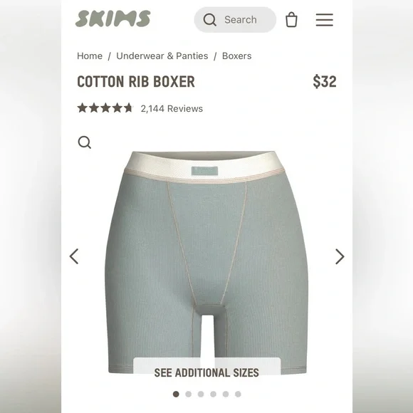 Skims Cotton Rib Boxer in Mineral Large L NWT - Picture 2 of 7